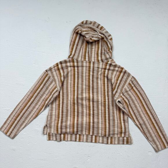 So Striped Baja Hoodie Lace Up Front Kangaroo Pocket Soft Sweatshirt Size S - Picture 6 of 6